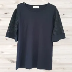B2112 シンプリシテェ Simplicite ベイクルーズ ブラウス Tシャツ 半袖 カットソー ブラック／黒系 クルーネック パンチングスリーブ  無地 シンプル ミニマル ノームコア 着回し