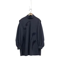 Mame Kurogouchi マメクロゴウチ Floral Embroidery High Neck Blouse 草花刺繍ハイネックブラウス ネイビー 1 MM24FW-SH054のサムネイル