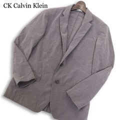 シルク混✨カルバンクライン ストライプテーラードジャケット グレー 