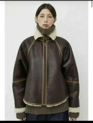 美品☆ジャーナルスタンダード フェイクレザーボアブルゾン ブラウン
