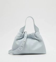 未使用】russet レザー巾着4WAY ミニショルダーバッグ サックスブルー