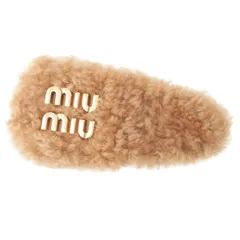 ミュウミュウ シアリング ヘアクリップ ボア ヘアピン ヘアアクセサリー 5IF092 キャメル【中古】のサムネイル