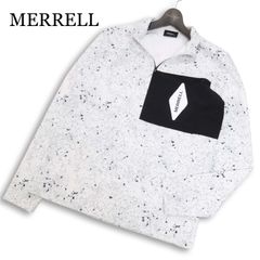 MERRELL メレル 通年 吸汗速乾 ボックスロゴ ハーフジップ プルオーバー 総柄 カットソー ロンTシャツ Sz.95 メンズ