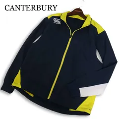 【美品】CANTERBURY カンタベリー ラグビー 通年★ ロゴ刺繍 ジャージ プラティクス ジャケット ブルゾン Sz.M メンズ 紺のサムネイル