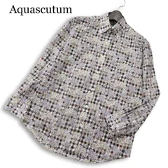 美品★ Aquascutum アクアスキュータム 花柄 フラワー × チェック 総柄★ 長袖 ボタンダウン シャツ Sz.M　メンズ 日本製