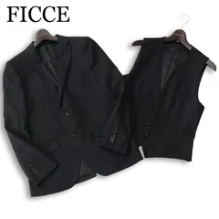 FICCE フィッチェ ヨシユキコニシ 通年★ シャドーストライプ テーラード ジャケット&ジレ ベスト セット Sz.92Y5 メンズ 黒のサムネイル