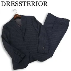 DRESSTERIOR ドレステリア 通年 背抜き★ スリム ストライプ セットアップ スーツ 日本製 Sz.42 メンズ ネイビー ビジネス