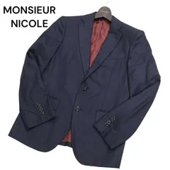 MONSIEUR NICOLE ムッシュ ニコル 通年 総裏★ ストライプ テーラード ジャケット Sz.42　メンズ ネイビー 日本製 ビジネス
