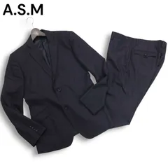 A.S.M アトリエサブ メン 通年 総裏★ ストライプ スリム セットアップ スーツ Sz.52(LL)　メンズ ダークネイビーのサムネイル