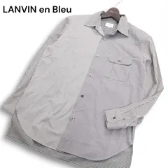 LANVIN en Bleu ランバン オン ブルー 千鳥×ストライプ×チェック柄★ 長袖 クレイジーパターン シャツ Sz.50　メンズのサムネイル