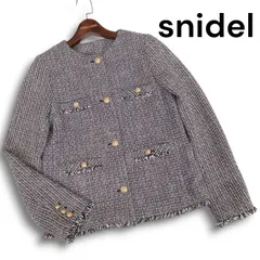 22AW★ snidel スナイデル 通年 刻印ボタン♪ ツイード クラシック ノーカラー ジャケット ブレザー Sz.0 レディースのサムネイル