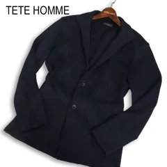 24AW★ TETE HOMME テットオム 通年 接結ジャージ★ ハニカム スタンド カット ジャケット Sz.M　メンズ ネイビーのサムネイル