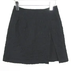 マウジー MOUSSY スリット スカート 膝丈 ストレッチ コットン 1 ブラック 総柄 kz13137
