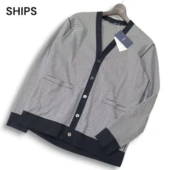 【新品 24AW】 SHIPS シップス 通年 32ゲージ★ ハイゲージ ボーダー ライト カーディガン Sz.S メンズ 日本製 未使用のサムネイル
