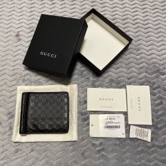 GUCCI グッチ GGキャンバス ダークグレー 二つ折り財布メンズ