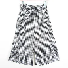 ロペピクニック ROPE Picnic ワイドパンツ ガウチョ パンツ クロップド丈 ベルト付き ストレッチ レーヨン 36 ブラック ギンガムチェック kz13432