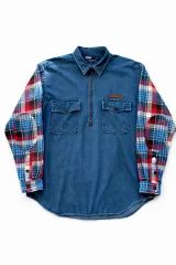 90s ポロラルフローレン 1/2 Zip-Up プルオーバー デニムシャツ L