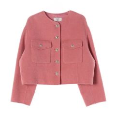 新品タグ付き anuans ラクーンブレンドノーカラーニットジャケット
