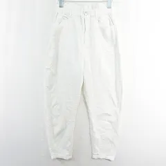 ザラ ZARA コーデュロイ テーパード パンツ コットン 34 ホワイト 小さいサイズ 2949/224 kz13938