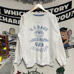 90s〜00s ヴィンテージ 両面染み込みロゴ ラグラン スウェット 赤