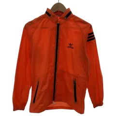 【中古】　adidas　ナイロンジャンパー　80s vintage　80年代　OLD　ウインドブレーカー　ハイネック　フード収納　フルジップ　無地　ワンポイント　トレフォイル　刺しゅう　デサント社　ADS-2000　日本製　スポーツ　古着　/1301のサムネイル
