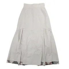 良品 BLUE LABEL CRESTBRIDGE ブルーレーベルクレストブリッジ ロング フレアスカート レースアップ 36 ベージュ×チェック レディース 古着 中古 USED