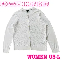 TOMMY HILFIGER トミーヒルフィガー ロゴ刺繍 アイレット コットン カーディガン US-Lのサムネイル