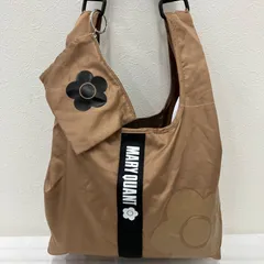 1881 MARY QUANT　マリークワント　ショルダーバッグ　エコバッグ　ブラウン系　ポーチ付き　ロゴ　フラワーモチーフ