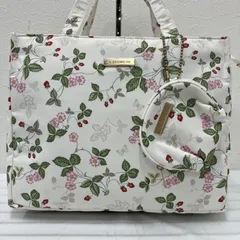 2385 WEDGWOOD　ウェッジウッド　トートバッグ　ワイルドストロベリー　ホワイト系　イチゴ柄　ポーチチャーム付き　レディース　軽量