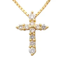 田崎真珠 タサキ TASAKI 0.14ct ダイヤモンド ダイヤ クロス ネックレス K18 750 ゴールド イエローゴールド ペンダント ジュエリー 10P 10石 4953のサムネイル