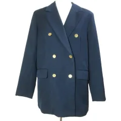 ジーユー GU 美品 ダブルブレストブレザーZ 紺ブレ ジャケット 金ボタン 総裏地 L 紺 ネイビー 211-346579 /X