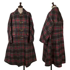 トリココムデギャルソンtricot COMME des GARCONS タータンチェックニット転写コットンビッグボタンコート マルチMのサムネイル