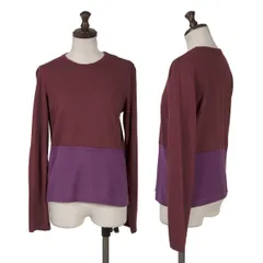 トリココムデギャルソンtricot COMME des GARCONS 異素材バイカラー切替ニットソー ボルドー紫M位のサムネイル