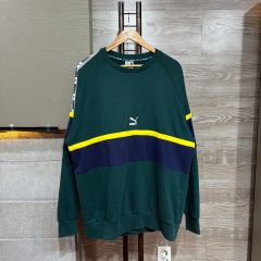 希少】KENZO ニット調 スウェット デカロゴ グリーン マルチカラー 