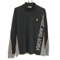 マークアンドロナ 長袖ハイネックシャツ 黒×グレー ロゴ ストレッチ