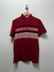 Tommy Hilfiger トミーヒルフィガー レッド ストライプ 半袖 ポロTシャツ M