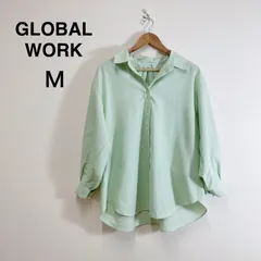 GLOBAL WORK グローバルワーク シャツブラウス ストライプ グリーン M / Green Stripe Shirt Blouse M