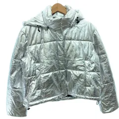 【中古】　MSGM　中綿ジャンパー　ショート丈　フード　フルボタン　スナップボタン　メタリック　無地　イタリア製　古着　/4388のサムネイル