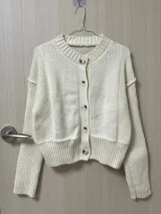厚手 アイボリー ニット カーディガン