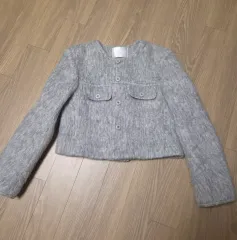 モヘアウール ツイードジャケット グレー