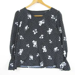 プロポーション ボディドレッシング PROPORTION BODY DRESSING ブラウス 長袖 Vネック 3 ブラック 花柄 ドット kz14812