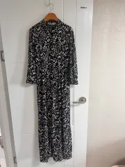 (日本 ヴィンテージ) ザラ ZARA ロング ONE PIECE シャツ ブラック M