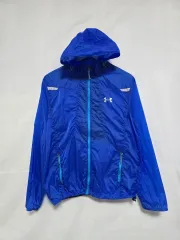 UNDER ARMOUR アンダーアーマー ヒートギア ブルー WHO フード 軽量 ウィンドブレーカー ジャケット レディース 95-100 0304