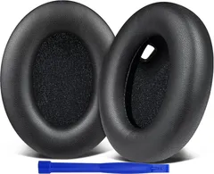 SOULWIT イヤーパッド イヤークッション 交換パッド、Sony WH-1000XM4 (WH1000XM4) ヘッドセット用 ヘッドホンパッド 互換性 パッド ソフトレザー 高密度フォーム 厚みを追加 イヤーカップ (ブラック)のサムネイル