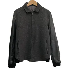 【中古】COMME CA DU MODE MEN　ウールジャケット　スポーツジャケット　切替　レザー　無地　古着　/0157