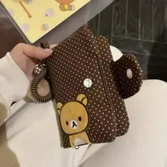 リラックマ ブラウン ドット レディース パスポートケース パスポートバッグ カード 財布