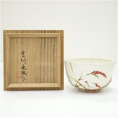 淡海ぜぜ 陽炎園 色絵 紅白 梅文 金襴手 茶道具 抹茶茶碗 未使用 共箱