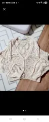 ZARA アイボリー クロップド ニット カーディガン