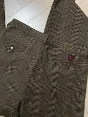 90s ポロ チェック コーデュロイ ツータックパンツ usa