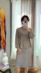 春夏【未使用に近し】銀座はなびし 長袖ブラウス サイズM 30000円のお 